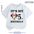 White Mickey Mouse Anime Children T-Shirt Disney Birthday Old Number 1-9 Boy Girl Clothes Kid Girl Cartoons Baby Casual Tee
