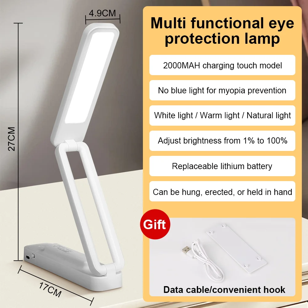 Rechargeable Night Light Folding LED Touch Table Lamp Dimmable Home Bedroom Reading Desk Lamps Remote Control wall Led Lighting-animated-img