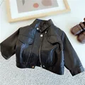 Fashion Boys Clothing Spring Autumn Children Coat Long Sleeve Toddler Kids Black Leather Jacket Sport Clothing 2 to 6 Years Old preview-1