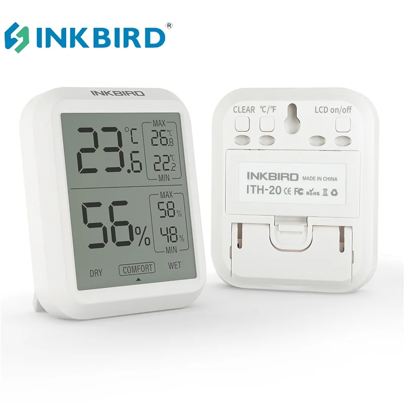 INKBIRD ITH-20 LCD Digital Thermometer Hygrometer Indoor Temperature Humidity Meter Temperature And Humidity Sensor Office Home-animated-img