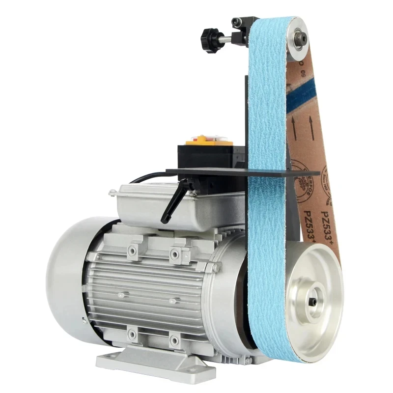 Mini belt grinder tool belt machine vertical woodworking metal sharpener deburring chamfer polishing machine-animated-img