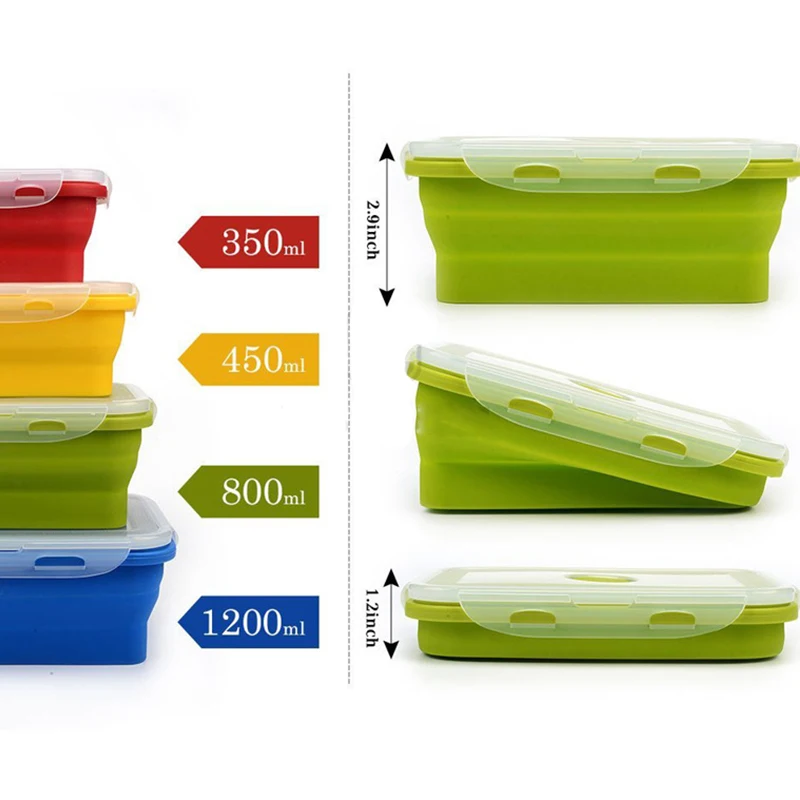 Silicone Lunch Box Portable Bowl Colorful Folding Food Container Lunchbox 350/500/800/1200ml Eco-Friendly-animated-img