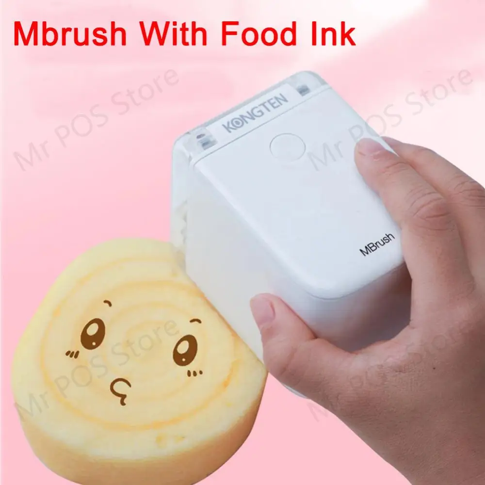 Kongten Mbrush Color Food Portable Printer Handheld Mini Inkjet Cake Printer Customized Wireless Wifi Food Coffee Mrush Ink