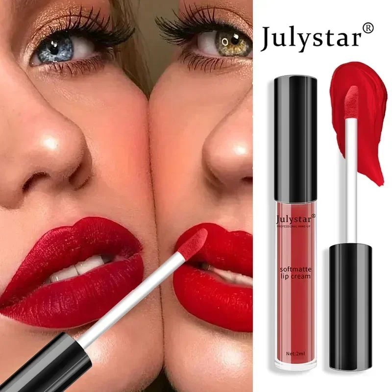 1pc Waterproof Liquid Lipsticks Lip Makeup Matte Velvet Lipstick Lip Gloss Red Sexy Cosmetic 6 Colors Long Lasting Lip Glaze-animated-img