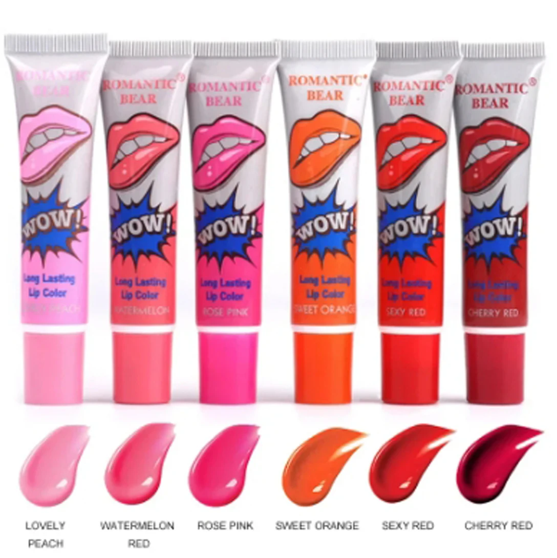 Makeup Liquid Lip Stick Lip Gloss Waterproof Long Lasting Tear Lipstick Lipgloss Miss Women Sexy Red Make up Tear Pull Lips Mask-animated-img