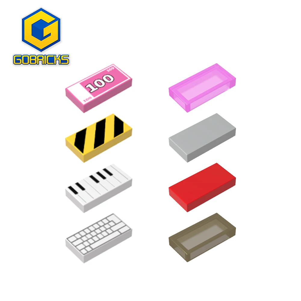 Gobricks 10pcs 3069 Building Blocks Bricks Tile 1x2 Parts with Groove compatible 30070 Educational Creative Construction Toys-animated-img