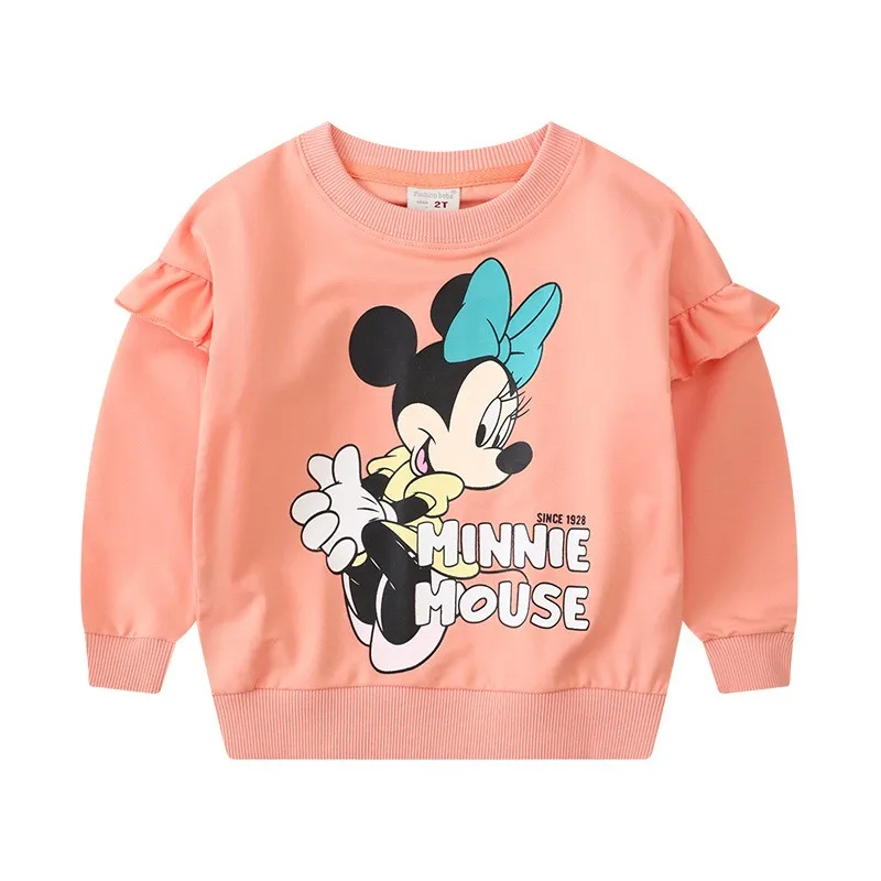 Spring Autumn Baby Girls Cartoon Minnie Mouse Cotton Sweatshirts Children Kids Long Sleeve Pullover Tops Tees Clothes 2-7 Years-animated-img