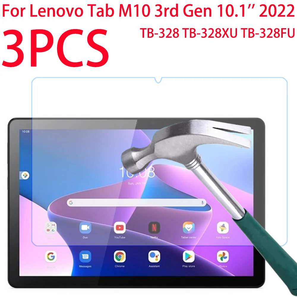 3 Packs Tempered Glass Screen Protector For Lenovo Tab M10 Gen 3 2022 M10 3rd Gen 10.1 inch TB-328 TB-328FU XU Protective Film-animated-img