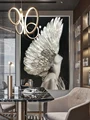 Pure hand-painted enamel decorative painting black and white porch light luxury modern mural art figure painting angel girl preview-5