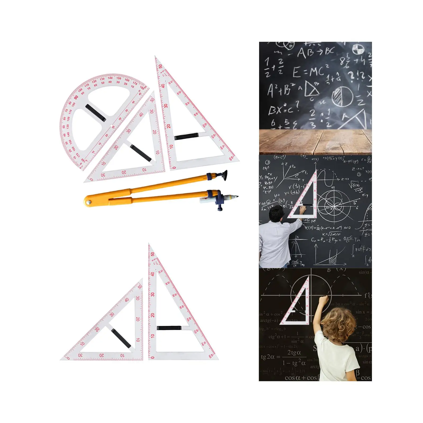 4Pcs/Set Math Geometry Ruler Set Triangle Ruler for Teachers Blackboard  Whiteboard