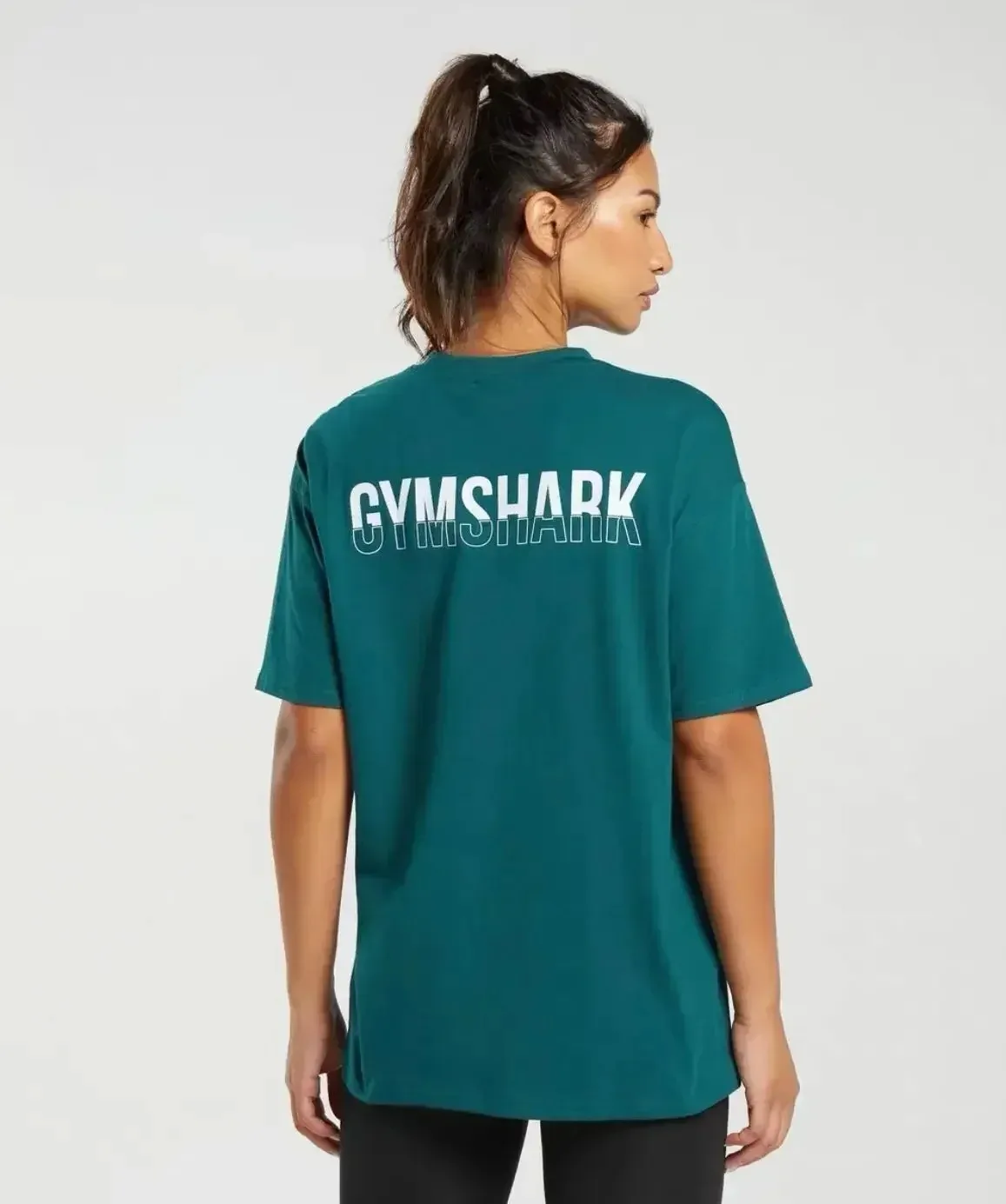 Large Size European American Men's Women Muscle Shark Street Fitness GymShark Short Sleeved Outdoor Parent-child Sports Kid Size-animated-img