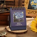 1 pc 2025 Vintage Mini Bronzing Painting Desk Calendar Tabletop Flip Monthly Calendar Student Notepad Schedule Planner Calendar preview-5