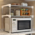 2-Layer Microwave Oven Shelf Detachable Rack Kitchen Tableware Shelves No Punching Home Bathroom Storage Rack Holder preview-1