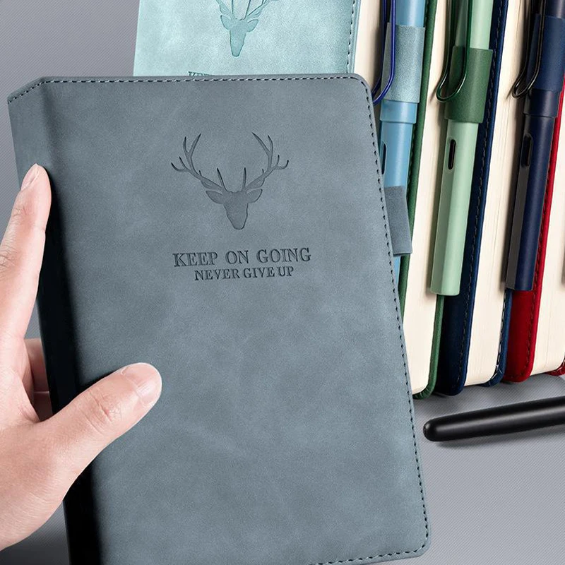 A5 Retro Notebook Super Thick 360 Pages Lined Refill Journal Diary Soft Sense Leather Meeting Memo for School Office Supplies-animated-img