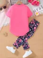 4-7 Years Girls Clothing Set Summer Cotton Short Sleeve Tops Pants 2Pcs Suit For Kids Birthday Present Toddler Children Clothes preview-2