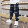 2024 Fashion Boys Cotton Plaid Pants Spring Autumn Toddler Casual Kids Loose Trousers Sweatpants for Teenage Children Clothes preview-2