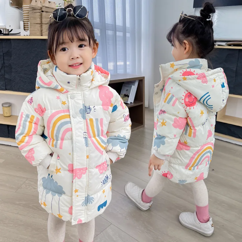 New Girls Boys Down Jacket Winter Coats Children Clothes Hooded Windbreaker Coat For Kids 2-7 Years Cotton Warm Outerwear-animated-img