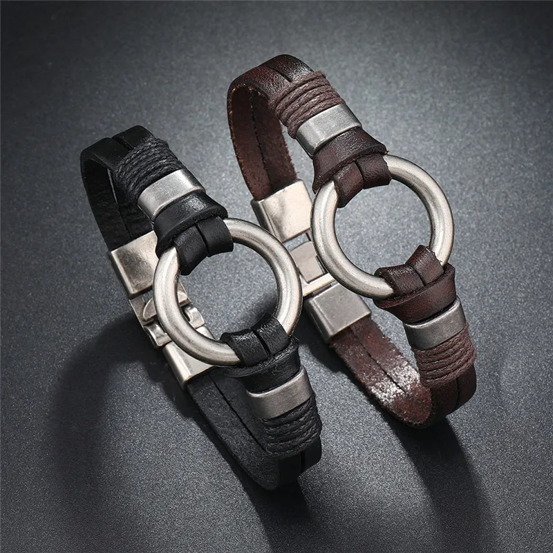 Modyle High Quality Braided Black Leather Bracelet for Men Punk Vintage Unisex Charm Wedding Jewelry Gift-animated-img