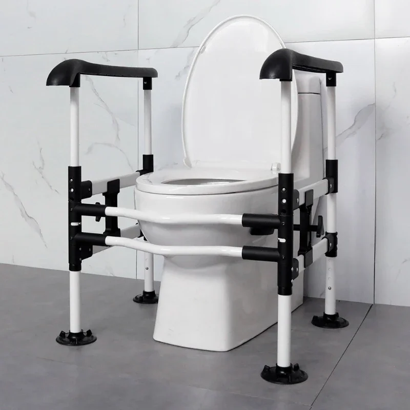 Elderly Toilet Seat with Handrails Punch-Free Safety Bracket  Assisted Getting Up Railings Strong Load Bearing Toilet Armrest-animated-img