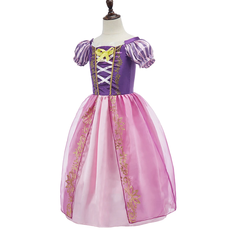 Girls Costume Children Cosplay Princess Dress Kids Halloween Birthday Pageant Party Rapunzel Dress Girl Carnival Tangled Clothes-animated-img