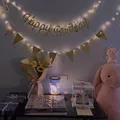 Multi Themes DIY Colored Lights Happy Birthday Banner Decorations Photo Booth Happy Birthday Bunting String Lights Flags Set preview-3