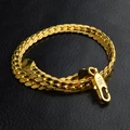 8 Inch 20cm 18k Gold Bracelet 4/6/8/10mm Sideways Chain Bracelet For Women Man Wedding Engagement Jewelry Gifts preview-1