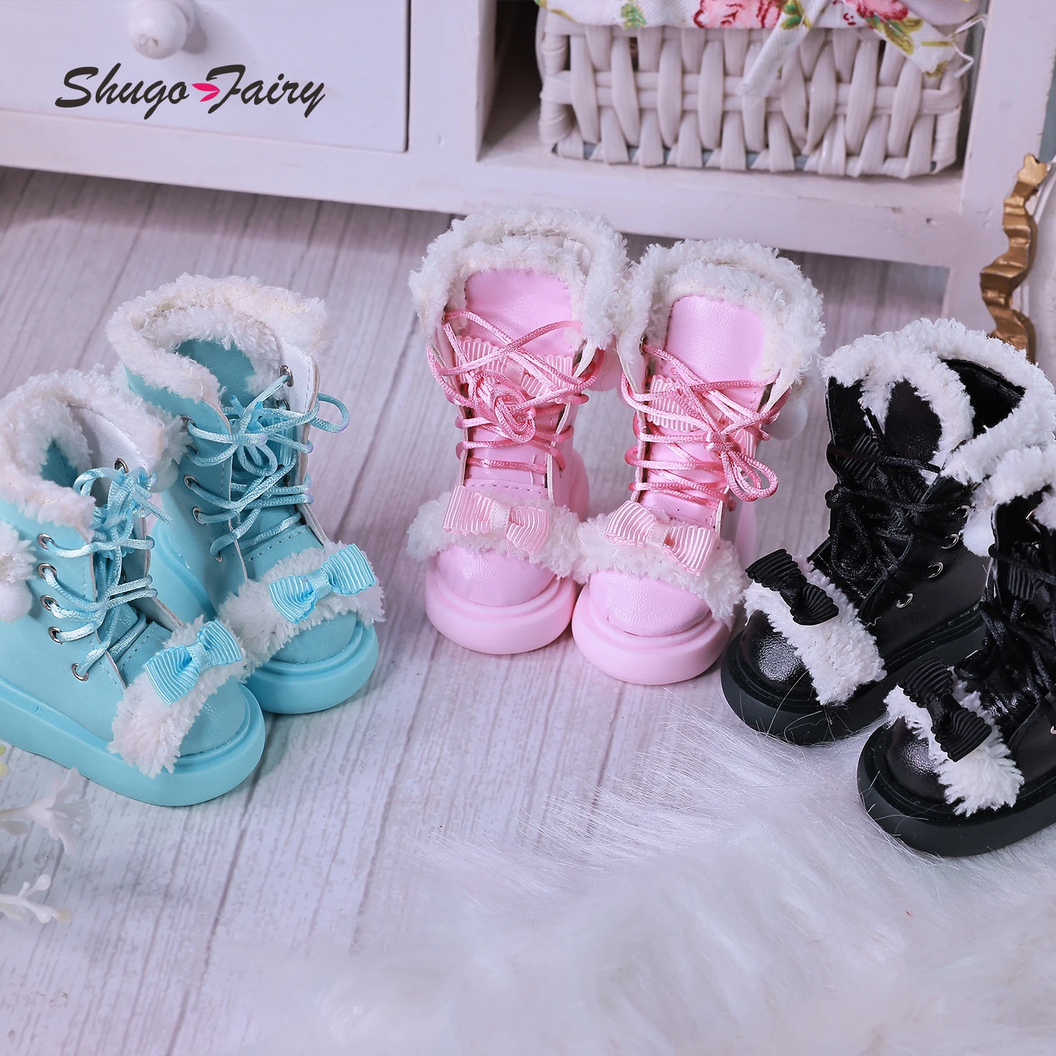 Shuga Fairy 1/4 Bjd Shoes Fits 1/4 Bariy Body Platform Leather Shoes 3 Colors WX4-378 Bjd Doll Accessories-animated-img