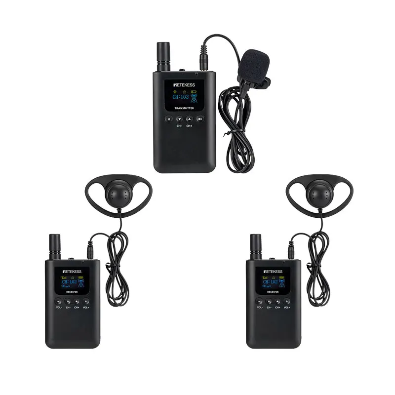 Retekess TT125 Wireless Whisper Tour Guide System Tour Guide Headsets For Meeting Translation Training 1 Transmitter 2 Receiver-animated-img