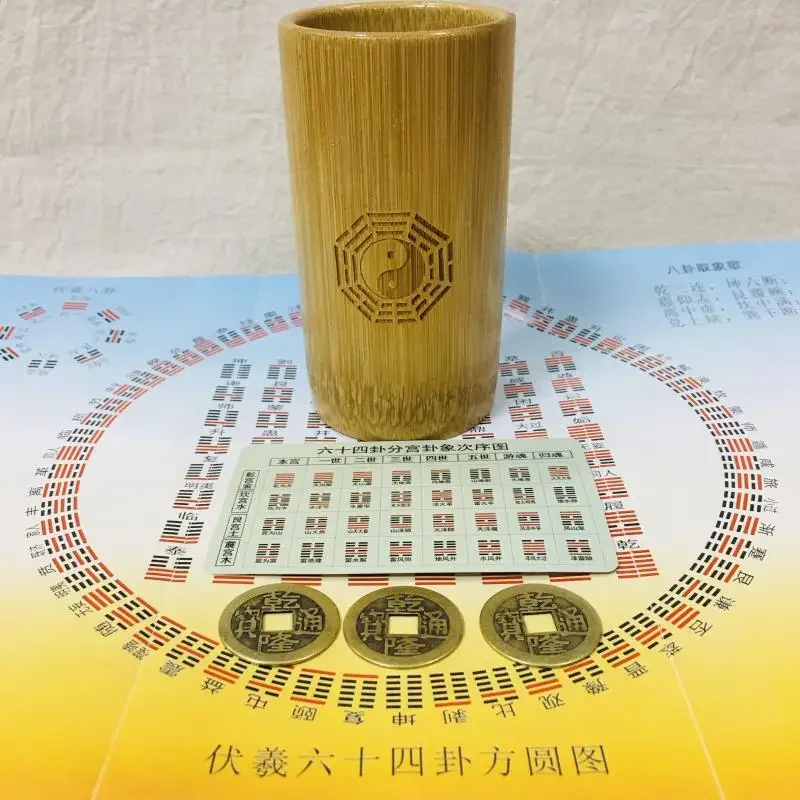 Zhouyi Bagua bamboo tube, Bagua sign tube, Yi Jing pot, round plate-animated-img