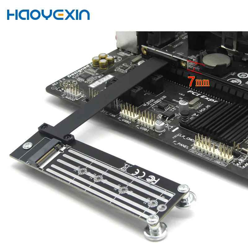 M2 TO PCIE Riser PCIe x1  PCI-E3.0 1x To M.2 NVMe M Key 2280 Riser Card Gen3.0 Cable M2 Key-M PCI-Express Extension cord-animated-img