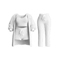 Four Pcs Sets Casual Cropped Tank Tops&High Elastic Drawstring Shorts&Long Sleeve Fleece Knitted Cardigan Coats&Full Trousers preview-2