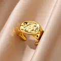 Irregular Rings For Women Gold Color Stainless Steel Geometric Ring Fashion Simple Party Christmas Party Jewelry Gift Femme