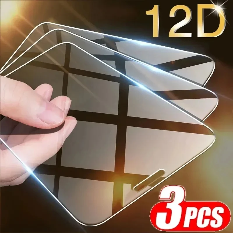 3PCS Tempered Glass Case For iPhone 15 14 13 11 12 Pro Max Mini XS Max X XR 7 8 Plus SE2 Screen Protector Full Cover Glass Film-animated-img