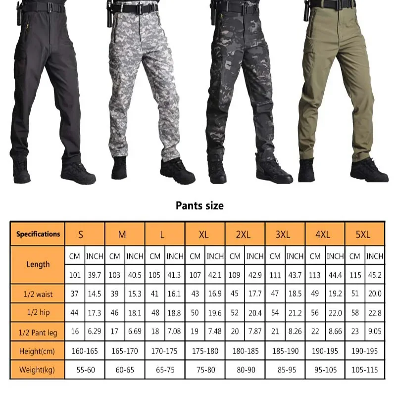 HAN WILD Tactical Pants Fleece Cargo Pants Men Pants Camouflage Pant Casual Trousers Waterproof Climbing Clothes Hiking-animated-img