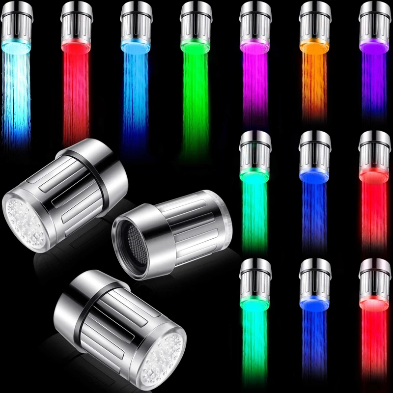 LED Temperature Sensitive Faucet Water Saving Kitchen Bathroom Sensor 7 Color Change Faucet Head Aerator Tap Nozzle Shower-animated-img