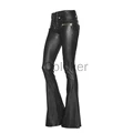 Casual Streetwear Women Punk Gothic Black PU Leather Pants High Waist Bandage Skinny Slim Flared Trousers Women Clothing S-5XL preview-3