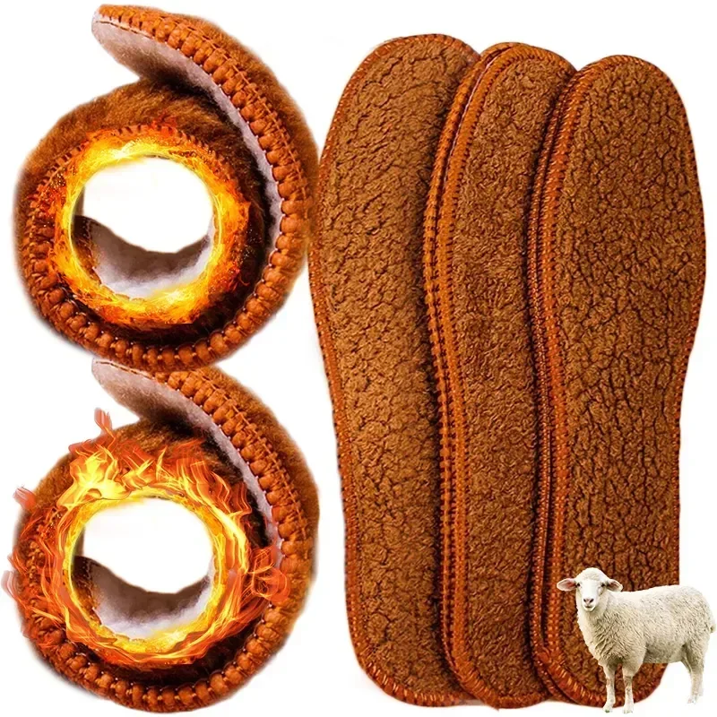 Winter Alpaca Wool Insoles Soft Plush Warm Thicken Foot Thermal Shoe Insole for Women Men Breathable Snow Boots Shoes Heat Pads-animated-img