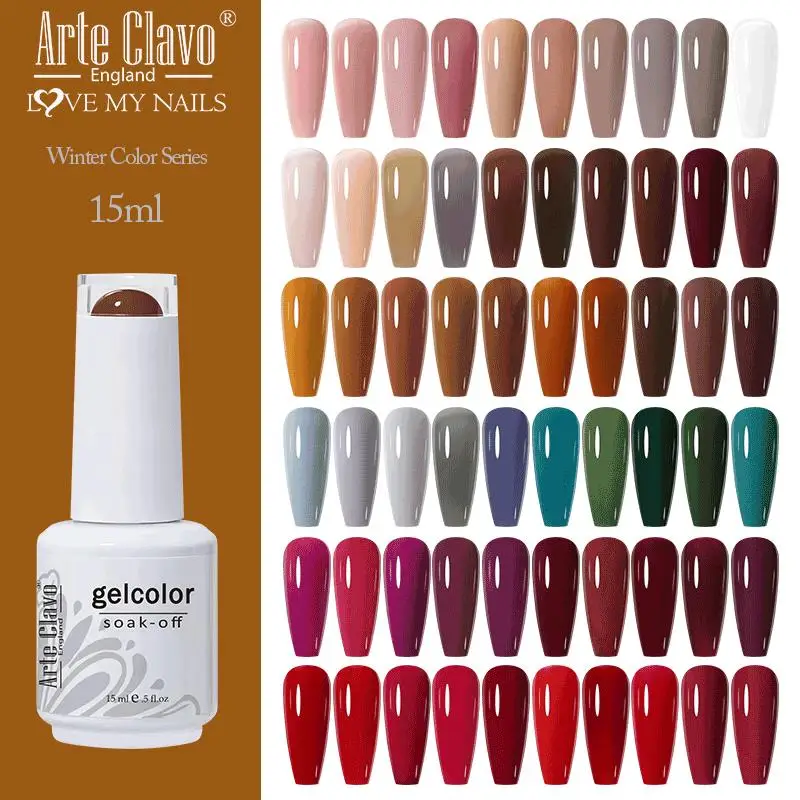 Arte Clavo Autumn Winter Series Jelly Gel Nail Polish 15ml LED Nail Gel Hybrid Varnish Matt Top Base Coat Nail Art Gellak Primer-animated-img