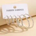 1-3 Pairs Set Sparkling Exaggerated Full Paved Rhinestones Round Circle Hoop Earrings for Women Simple Shiny Earring Jewelry preview-3