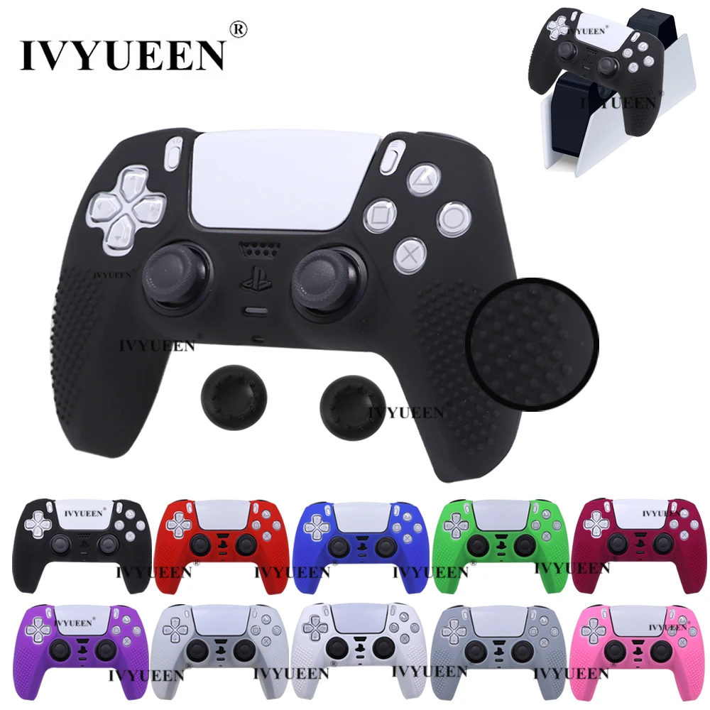 IVYUEEN Studded Protective Cover Skin for PlayStation 5 DualSense PS5 Controller Silicone Gamepad Case ThumbSticks Grips-animated-img