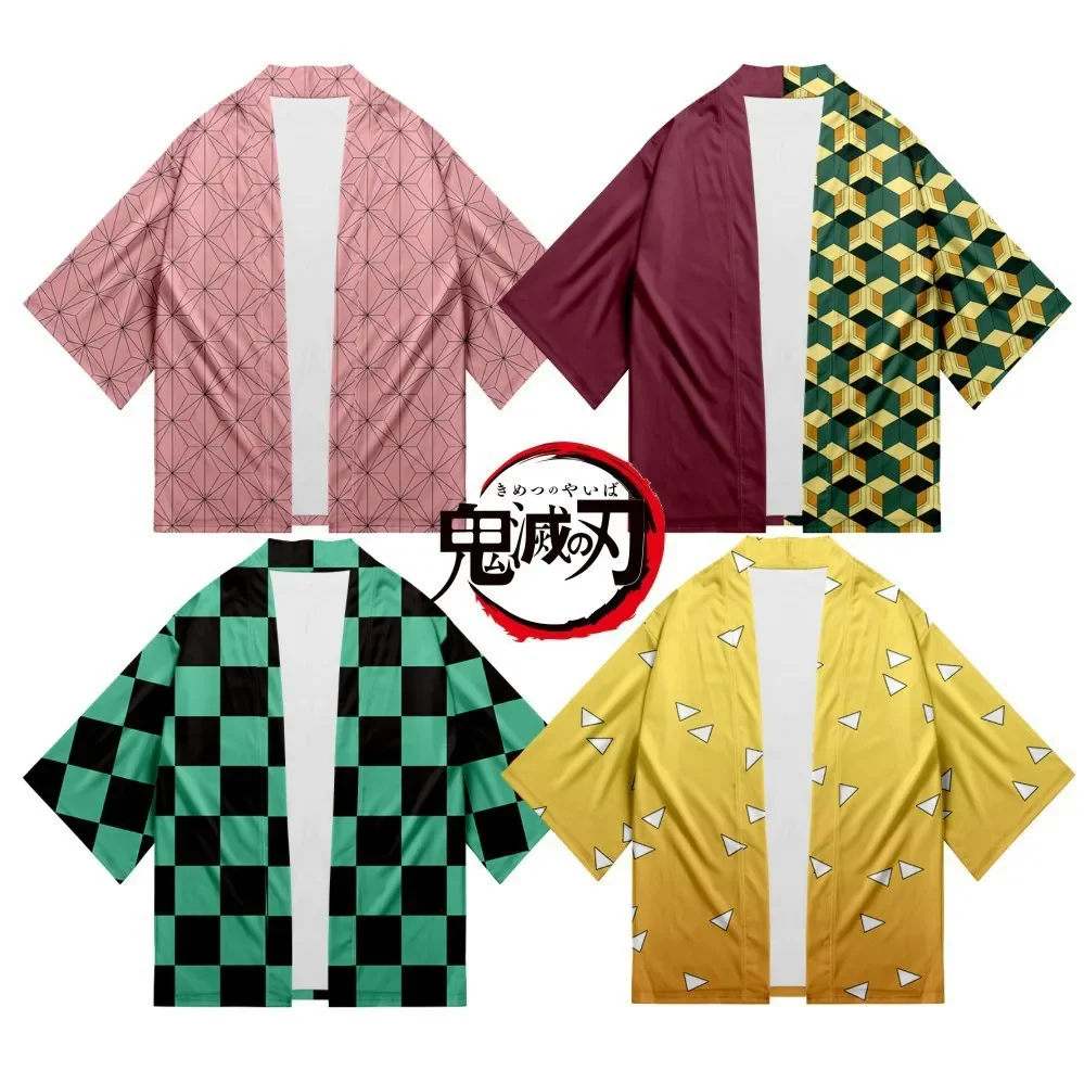 Cosplay  Kimetsu No Yaiba Tanjirou Nezuko Kimono Haori Yukata Coat Cloak Summer Casual Anime Streetwear Top-animated-img