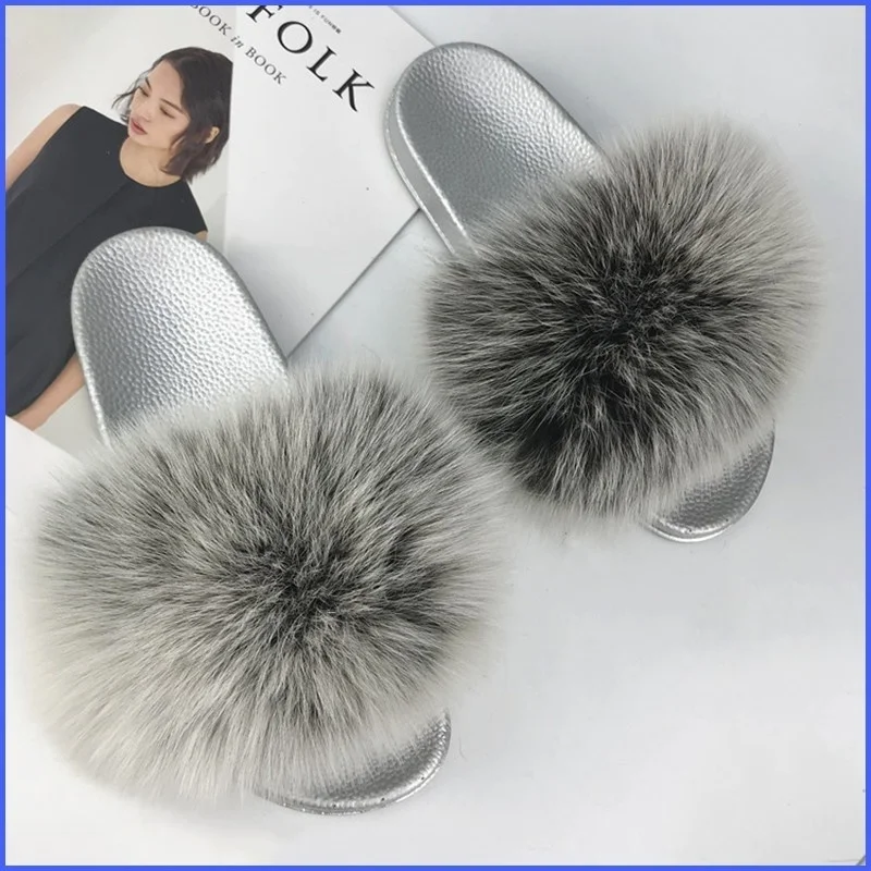 womens fluffy fur slippers