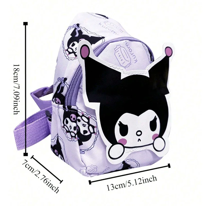 Kuromi Chest Bag, Hello Kitty Printed Shoulder Bag, Cute Mini Sling Backpack, Cartoon Anime Crossbody Bag Coin Purse-animated-img