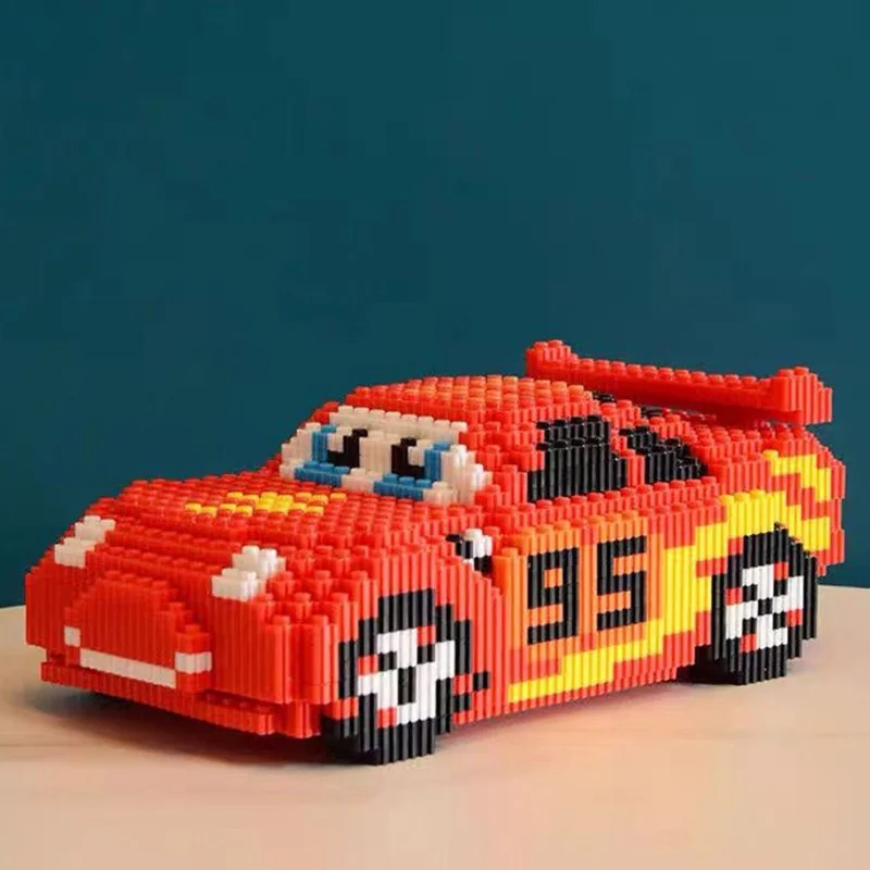 Disney Cars Lightning McQueen Building Blocks Car Assembly Model Mini Edition Splicing Birthday Gift Parent Child Building Block-animated-img