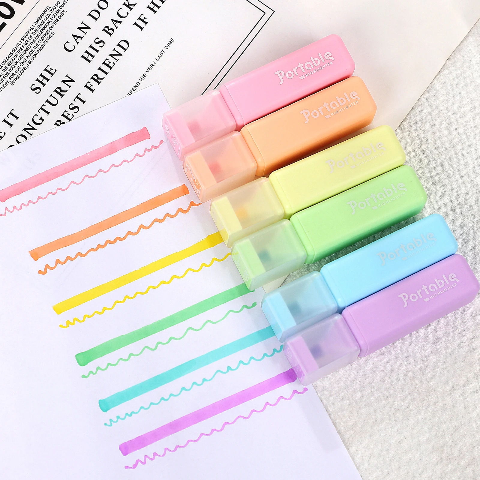 Aesthetic Cute Highlighters, Assorted Colors With Chisel Tip, Easy to Hold,  for Journal Planner Notes School Office Supplies