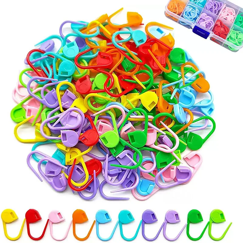 20/50/100PCS Sewing Tool Mix Color Plastic Resin Small Clip Locking Stitch Markers Crochet Latch Knitting Tools Needle Clip Hook-animated-img