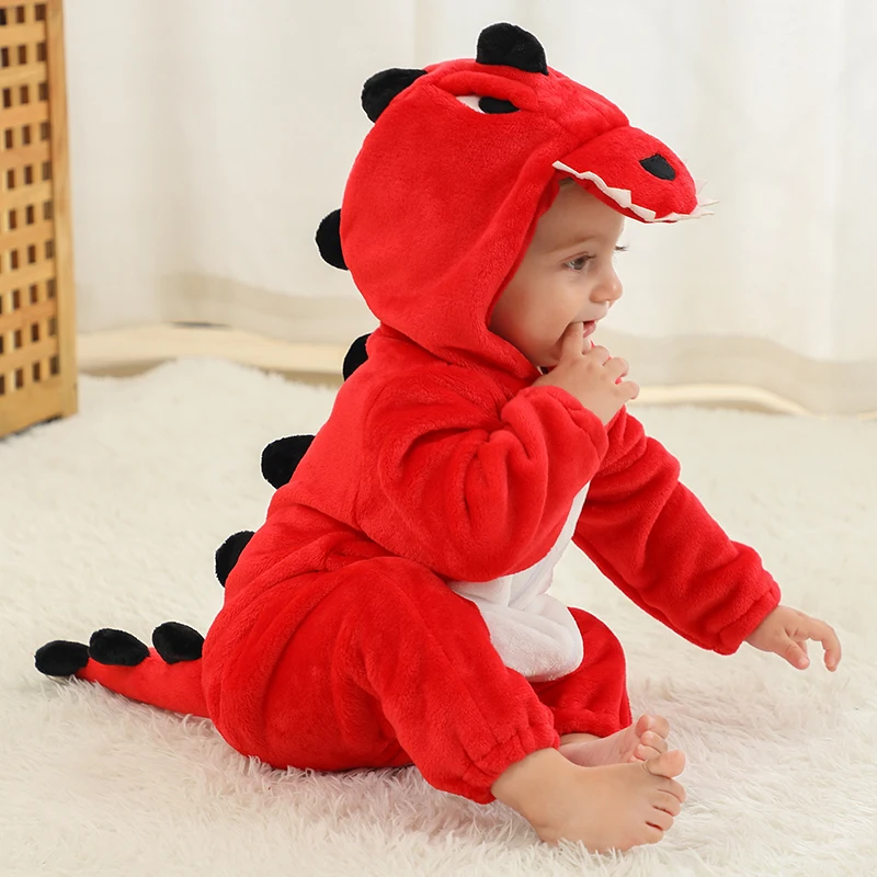 Baby Kigurumi Dinosaur Unicorn Animal Cosplay Costume Winter Warm Jumpsuit for Toddler Boys 1 to 2 3 4 Years Baby Girl Outfits-animated-img