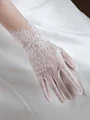 Exquisite Wedding Bridal Finger Gloves Eyelash Lace Edge Ivory Bridesmaid Wrist Short Gloves Accessorie for Pageant Prom Perform preview-5