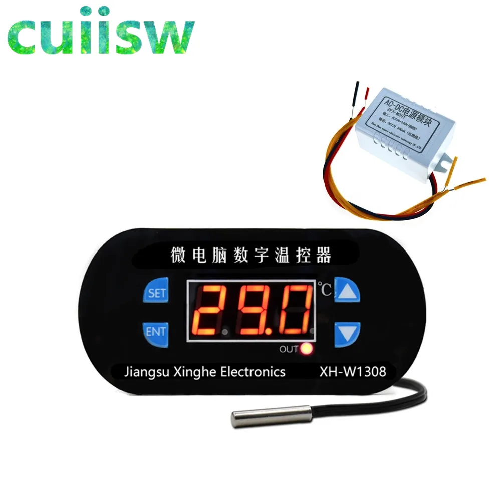 XH-W1308 W1308 AC 220V Adjustable Digital Cool Heat Sensor Red Display Temperature Controller Thermostat Switch DC 12V-animated-img