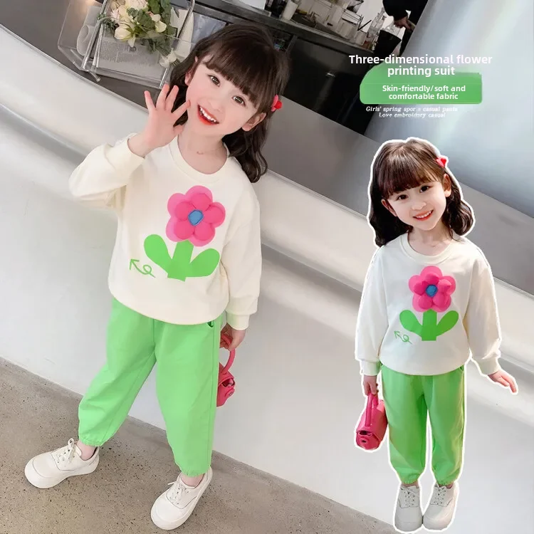 Spring-autumn 2023 New Children's Suit Women's Baby Autumn Collection Stylish 2-piece Set Girls Infant Clothing preview-1